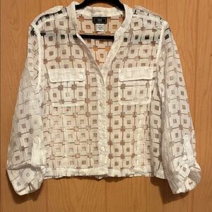 DKNY White Sheer Blouse